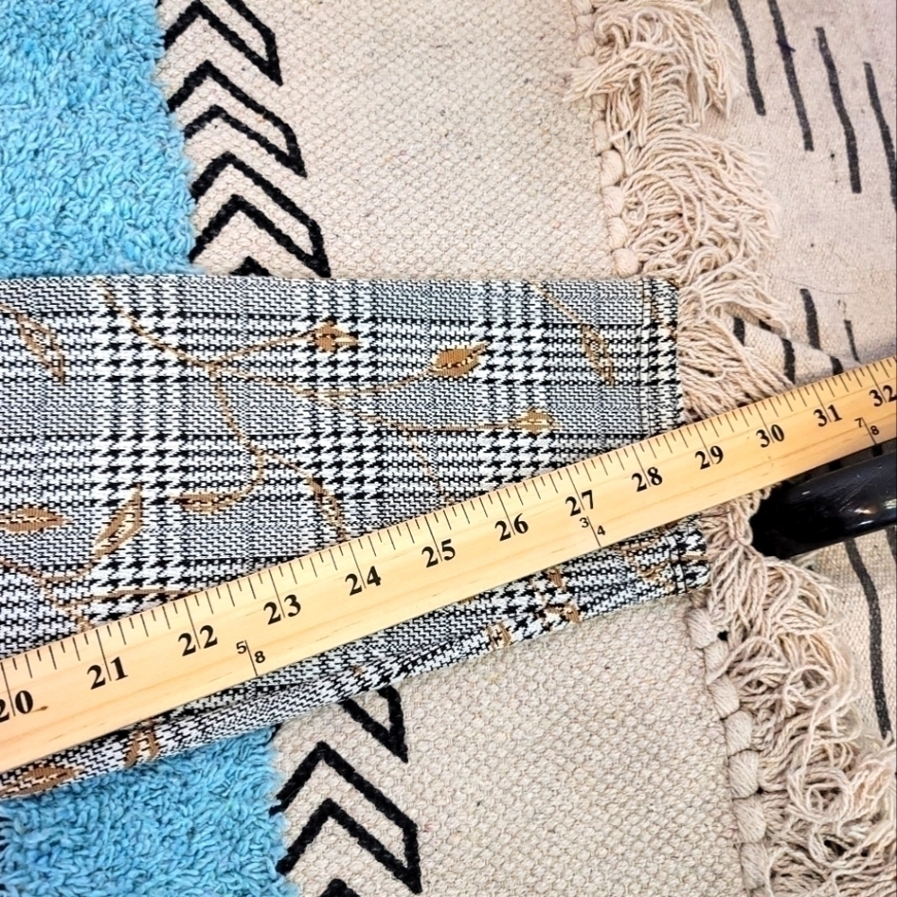 LYSSE PLAID LEGGINGS W GOLD LEAF PRINT DESIGN, SZ SMALL - Picture 9 of 12